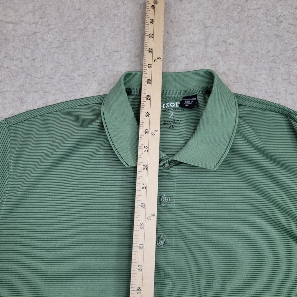 IZOD XFG Golf Polo Shirt Mens‎ XL Green Striped Short Sleeve Performance Stretch
